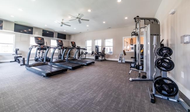 a gym with exercise equipment